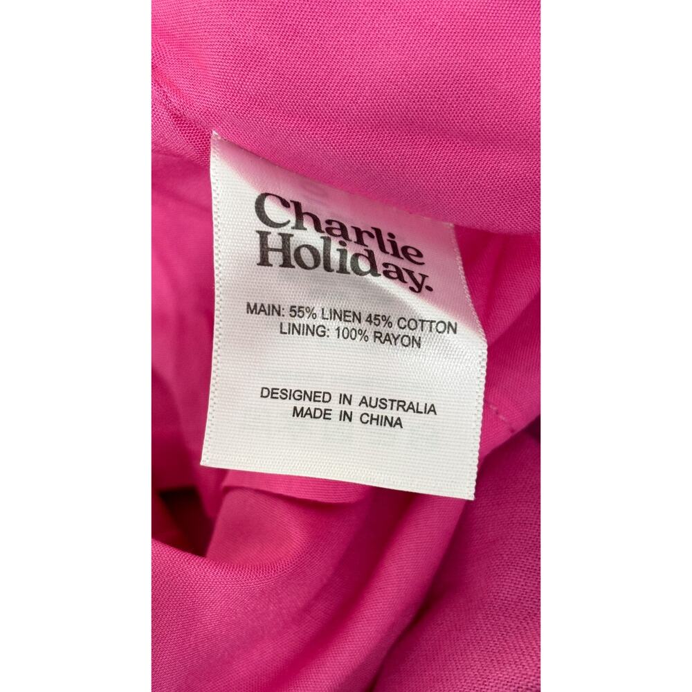 Charlie Holiday Womens Margaux Wrap Dress Short Puff Sleeve Size XS Magenta NWT - Picture 14 of 16